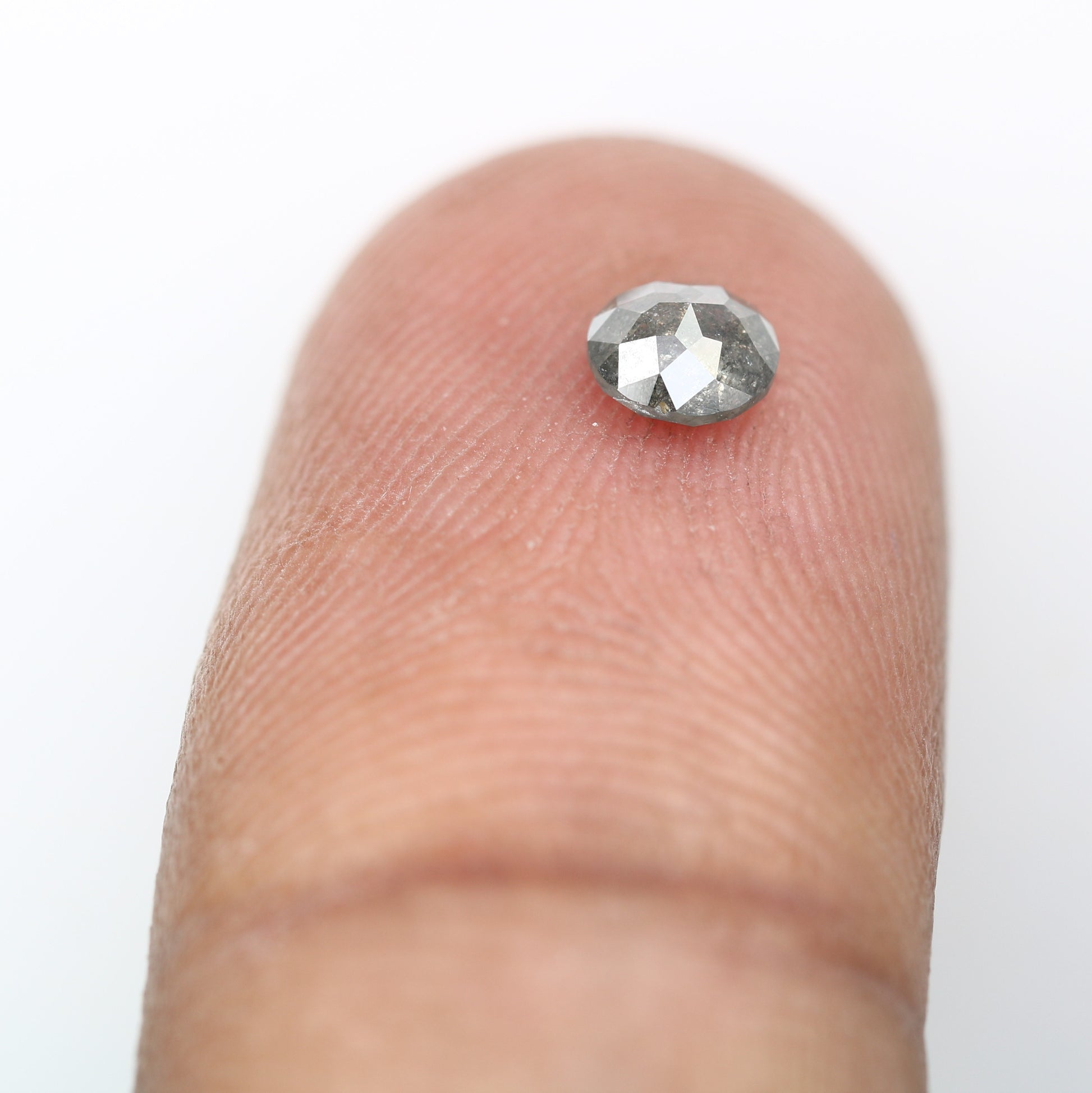 0.37 CT Round Rose Cut Salt and Pepper Diamond 4.50 MM | Natural Gemstone for Custom Wedding Rings, Unique & Elegant Fine Jewelry - JayKrishna Diamond