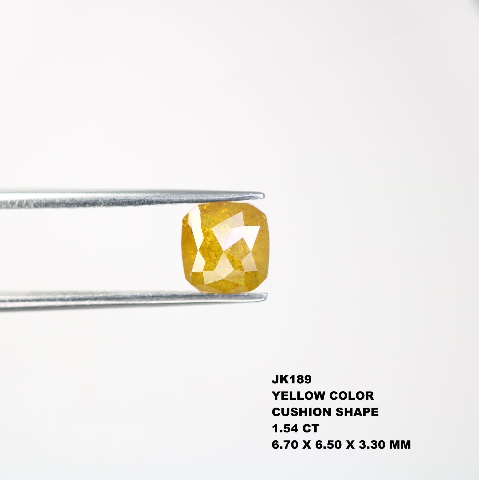 1.54 CT 6.70 MM Cushion Shape Yellow Natural Diamond For Wedding Ring - JayKrishna Diamond