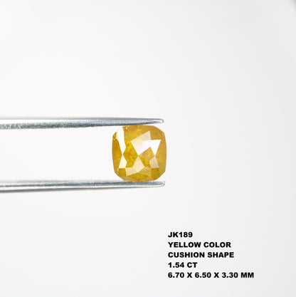 1.54 CT 6.70 MM Cushion Shape Yellow Natural Diamond For Wedding Ring - JayKrishna Diamond