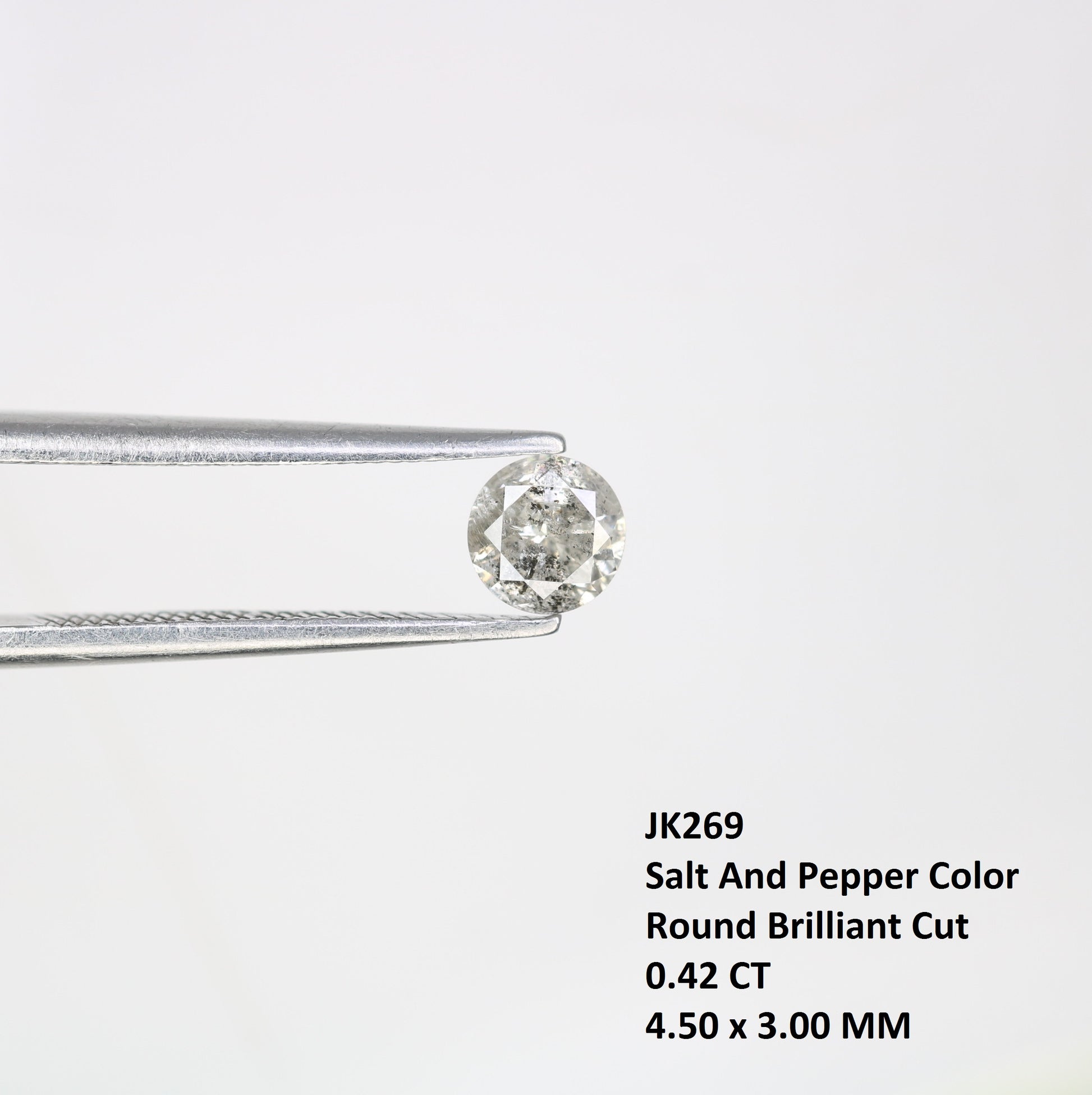 0.42 CT Salt and Pepper Round Brilliant Cut Natural Diamond for Engagement Ring and Custom Artisan Jewelry - JayKrishna Diamond