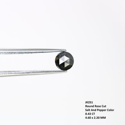 0.43 CT Loose Salt and Pepper 4.60 MM Round Rose Cut Diamond for Designer Ring and Unique Jewelry Creation - JayKrishna Diamond