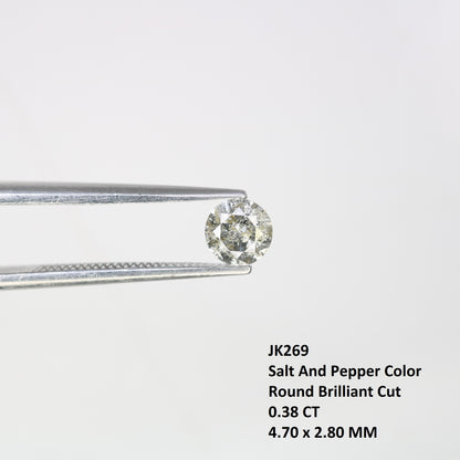 0.38 CT Round Brilliant Cut Salt and Pepper Diamond 4.70 x 2.80 MM | Loose Natural Gemstone for Custom Wedding Rings, Unique & Elegant Fine Jewelry - JayKrishna Diamond