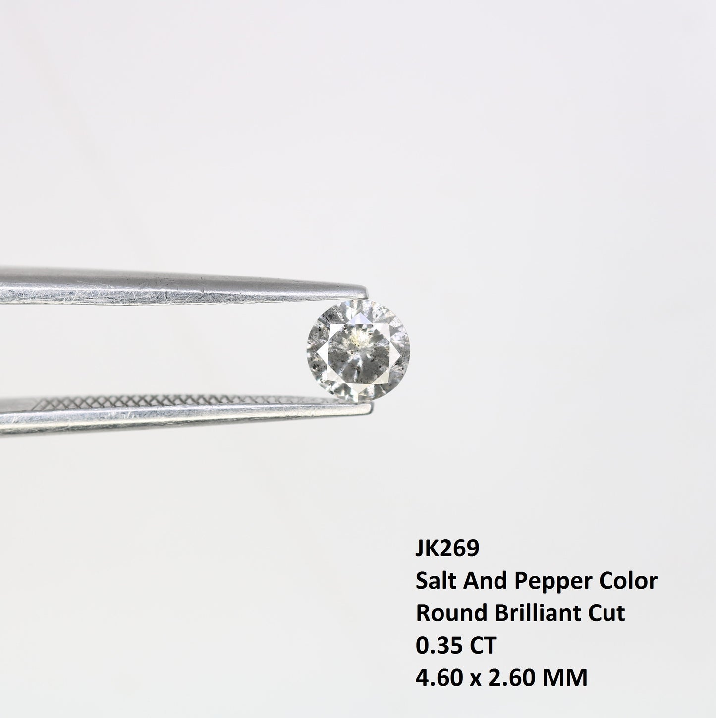 Unique 0.35 CT Salt & Pepper Round Brilliant Cut Diamond | Perfect for Engagement Rings | 4.60 x 2.60 MM - JayKrishna Diamond