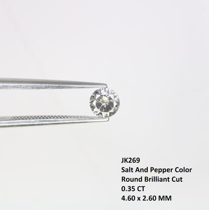 Unique 0.35 CT Salt & Pepper Round Brilliant Cut Diamond | Perfect for Engagement Rings | 4.60 x 2.60 MM - JayKrishna Diamond