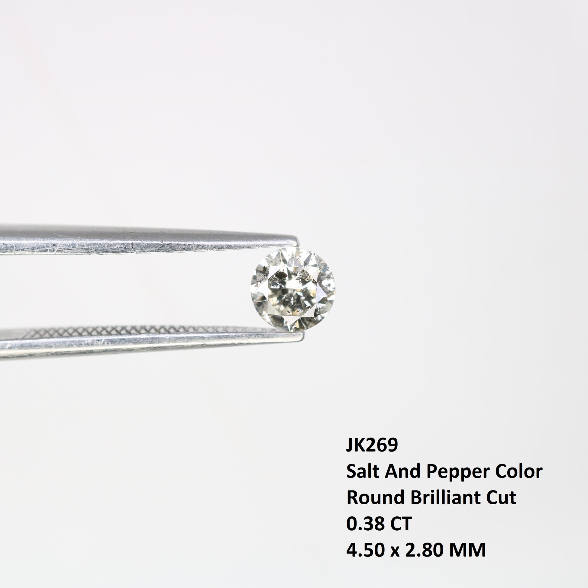 0.38 CT 4.50 x 2.80 MM Loose Salt and Pepper Round Brilliant Cut Diamond for Custom Proposal Rings, Unique Engagement Jewelry & Ethical Fine Jewelry - JayKrishna Diamond