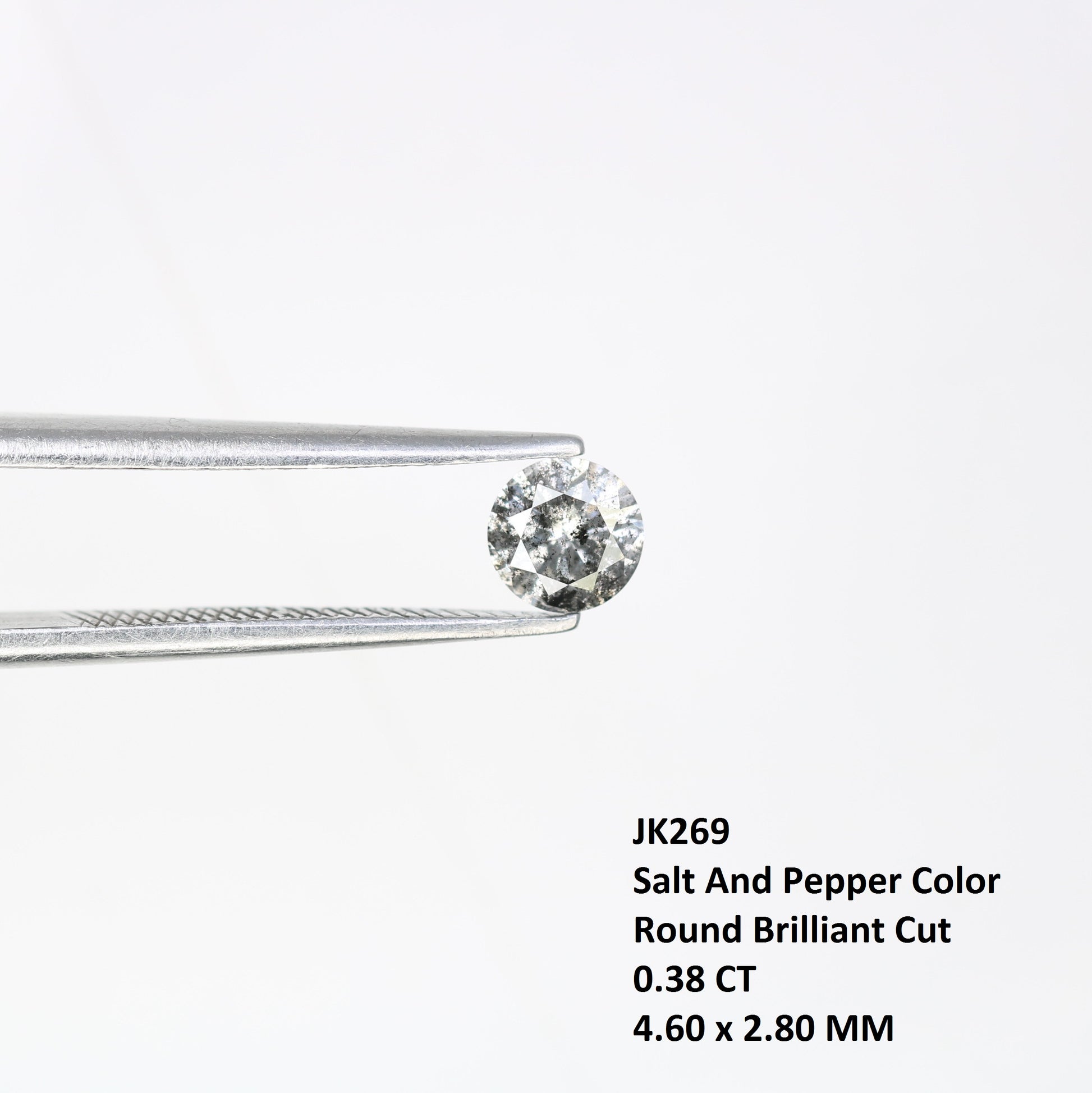Unique 0.38 CT Salt & Pepper Round Brilliant Cut Diamond | Perfect for Proposal Rings | 4.60 x 2.80 MM - JayKrishna Diamond