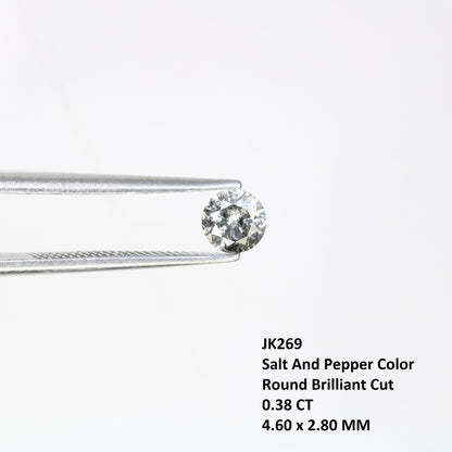 Unique 0.38 CT Salt & Pepper Round Brilliant Cut Diamond | Perfect for Proposal Rings | 4.60 x 2.80 MM - JayKrishna Diamond