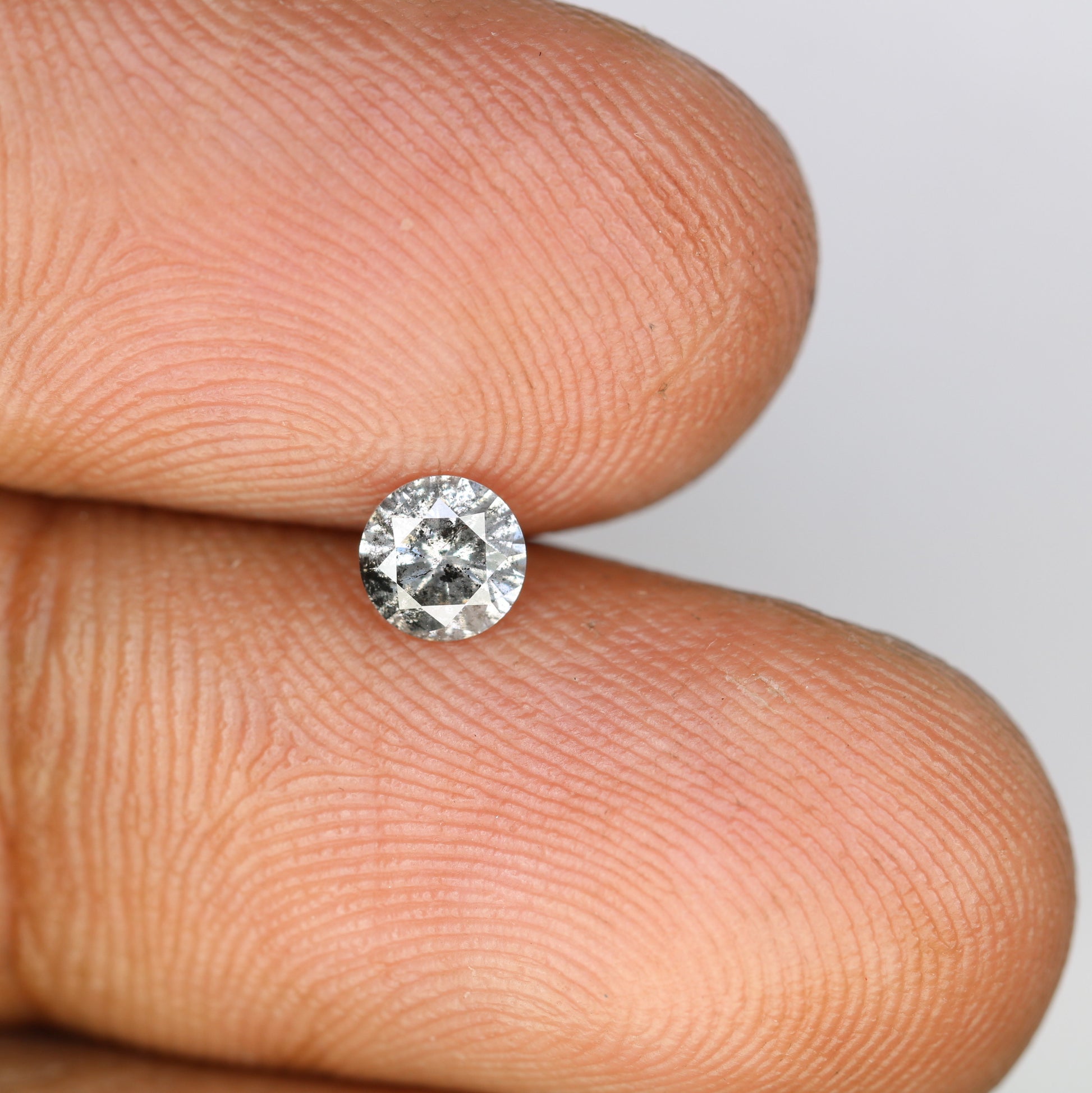 Unique 0.38 CT Salt & Pepper Round Brilliant Cut Diamond | Perfect for Proposal Rings | 4.60 x 2.80 MM - JayKrishna Diamond