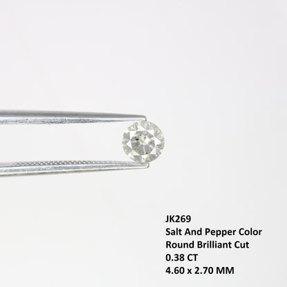 0.38 CT Round Brilliant Cut Salt and Pepper Diamond 4.60 x 2.70 MM | Natural Gemstone for Custom Designer Rings, Unique & Ethical Engagement Jewelry - JayKrishna Diamond