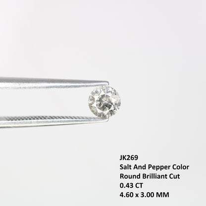 0.43 CT Round Brilliant Cut 4.60 x 3.00 MM Salt and Pepper Loose Diamond for Wedding Ring and Custom Bridal Jewelry Design - JayKrishna Diamond