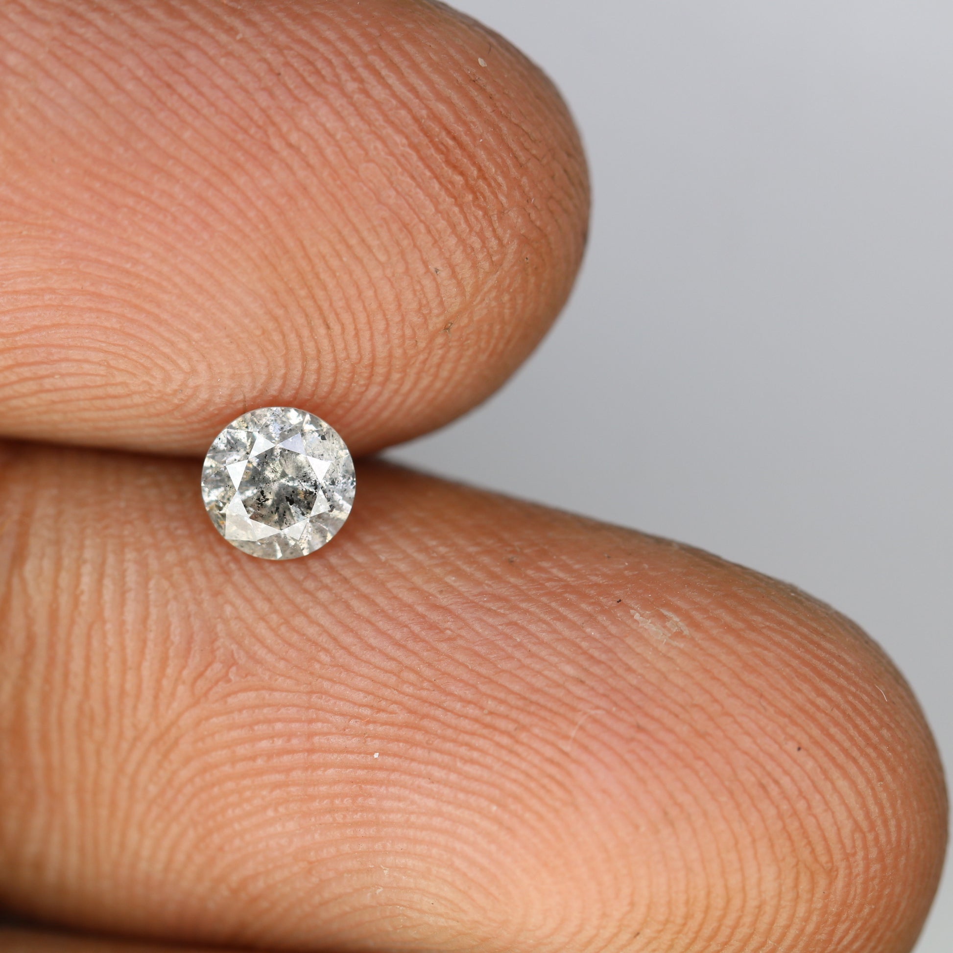 0.43 CT Round Brilliant Cut 4.60 x 3.00 MM Salt and Pepper Loose Diamond for Wedding Ring and Custom Bridal Jewelry Design - JayKrishna Diamond