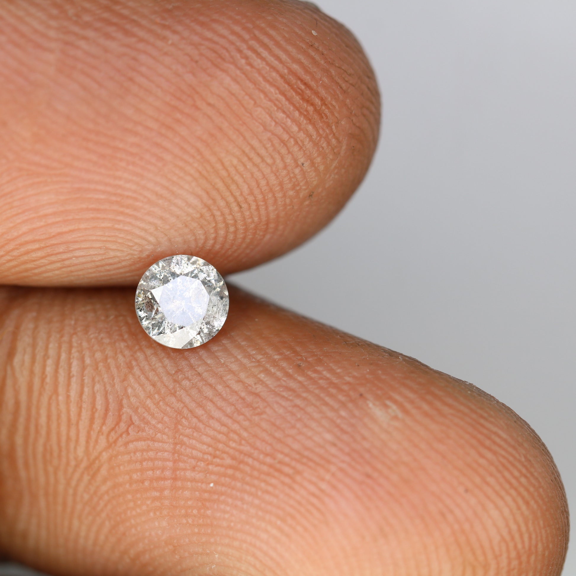 0.43 CT Round Brilliant Cut 4.60 x 3.00 MM Salt and Pepper Loose Diamond for Wedding Ring and Custom Bridal Jewelry Design - JayKrishna Diamond
