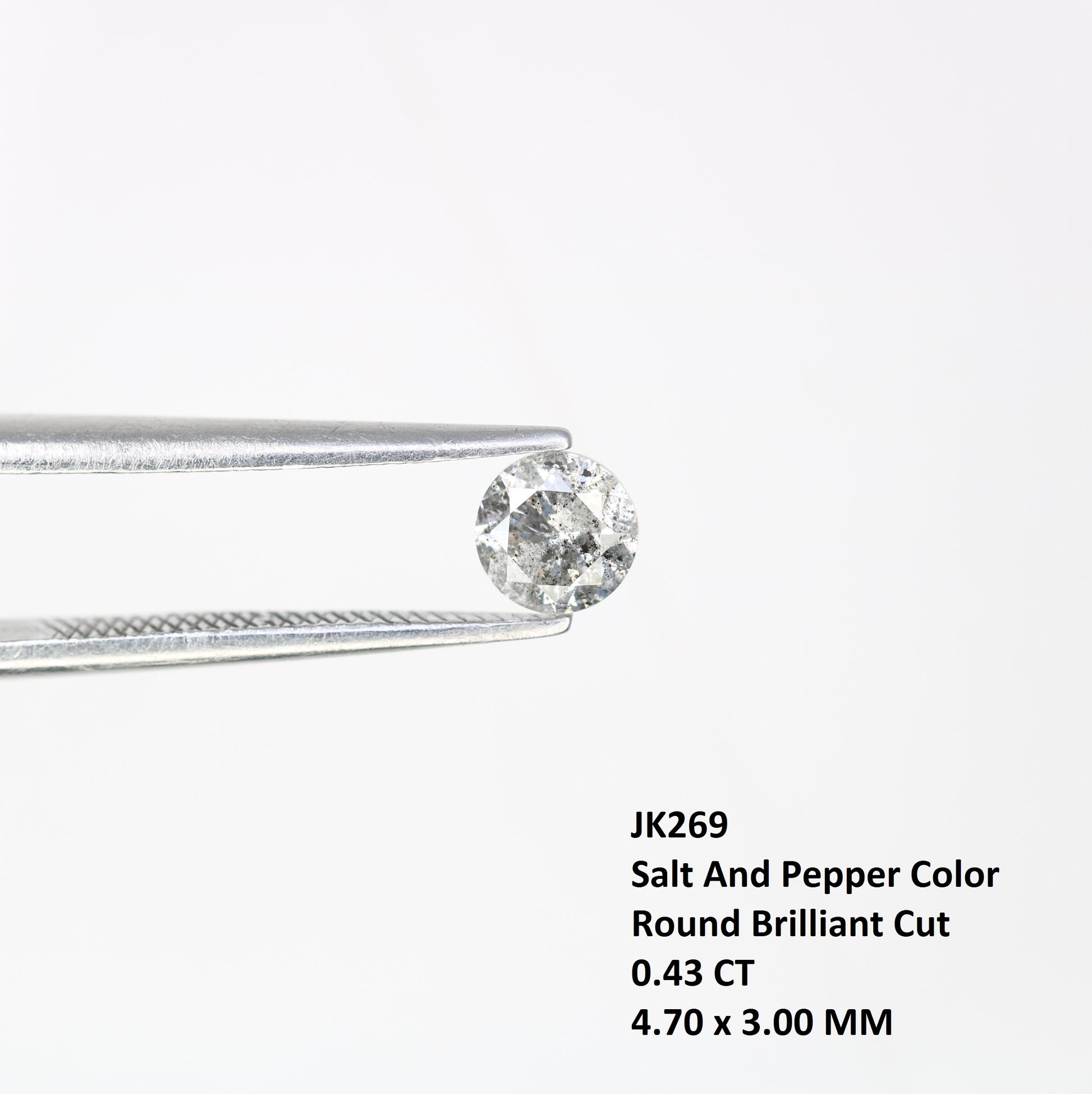 0.43 CT Loose Salt and Pepper Round Brilliant Cut Diamond for Wedding Ring and Custom Bridal Jewelry - JayKrishna Diamond