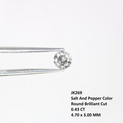 0.43 CT Loose Salt and Pepper Round Brilliant Cut Diamond for Wedding Ring and Custom Bridal Jewelry - JayKrishna Diamond