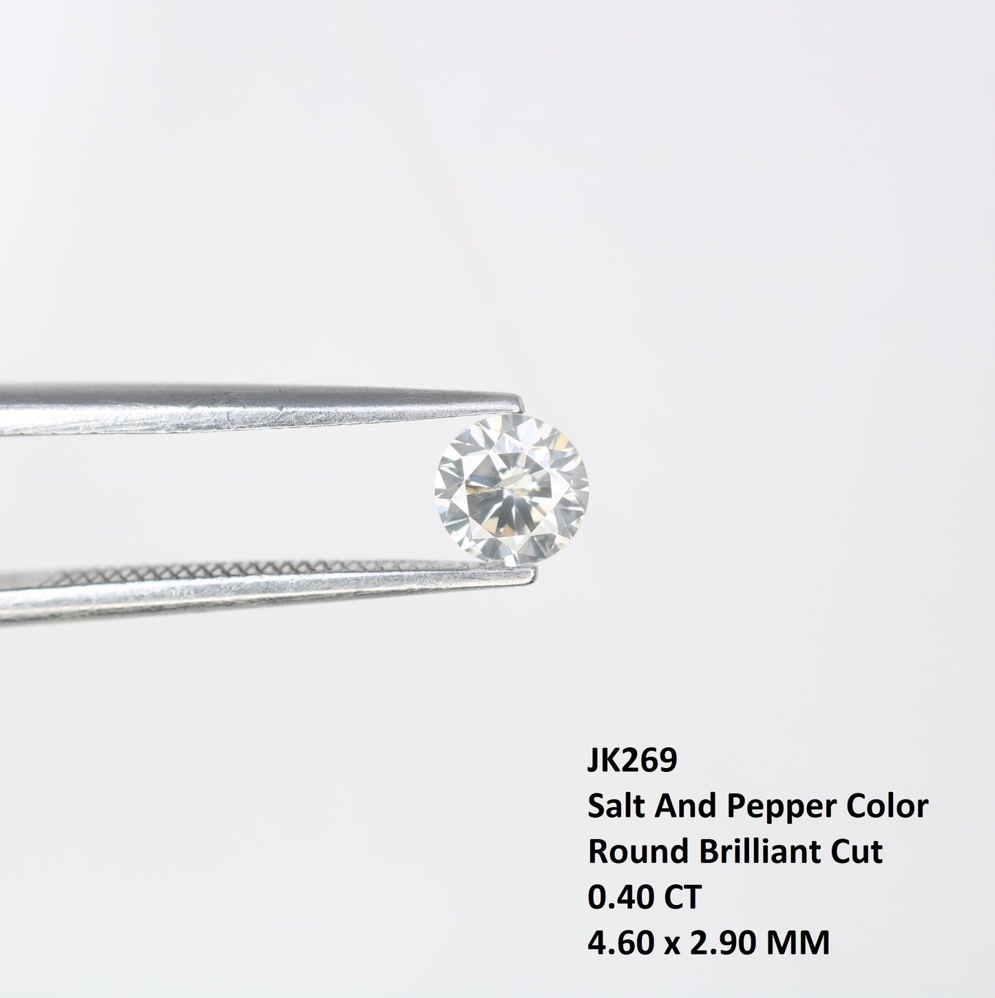 Unique 0.40 CT Salt & Pepper Round Brilliant Cut Diamond | Perfect for Wedding Rings | 4.60 x 2.90 MM - JayKrishna Diamond