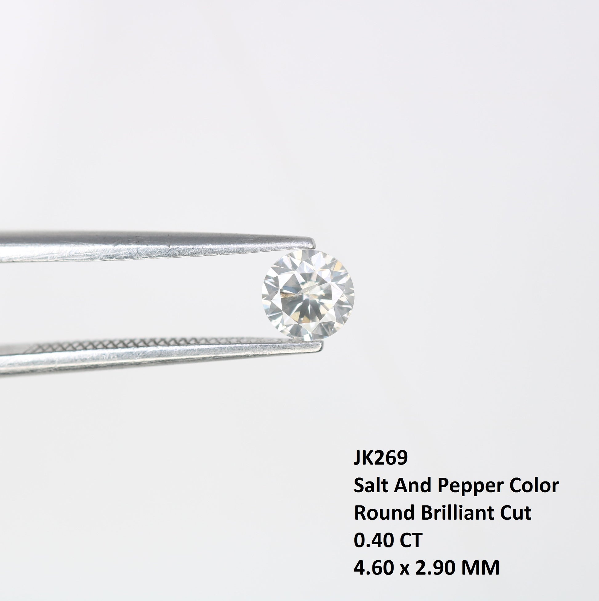 Unique 0.40 CT Salt & Pepper Round Brilliant Cut Diamond | Perfect for Wedding Rings | 4.60 x 2.90 MM - JayKrishna Diamond