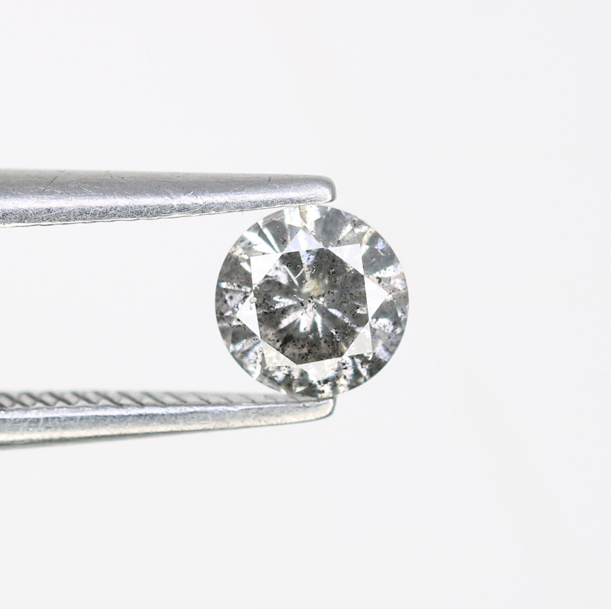 0.38 CT Salt and Pepper Round Brilliant Cut 4.60 x 2.70 MM Natural Diamond for Custom Statement Rings, Unique Engagement Jewelry & Artisan Fine Jewelry - JayKrishna Diamond