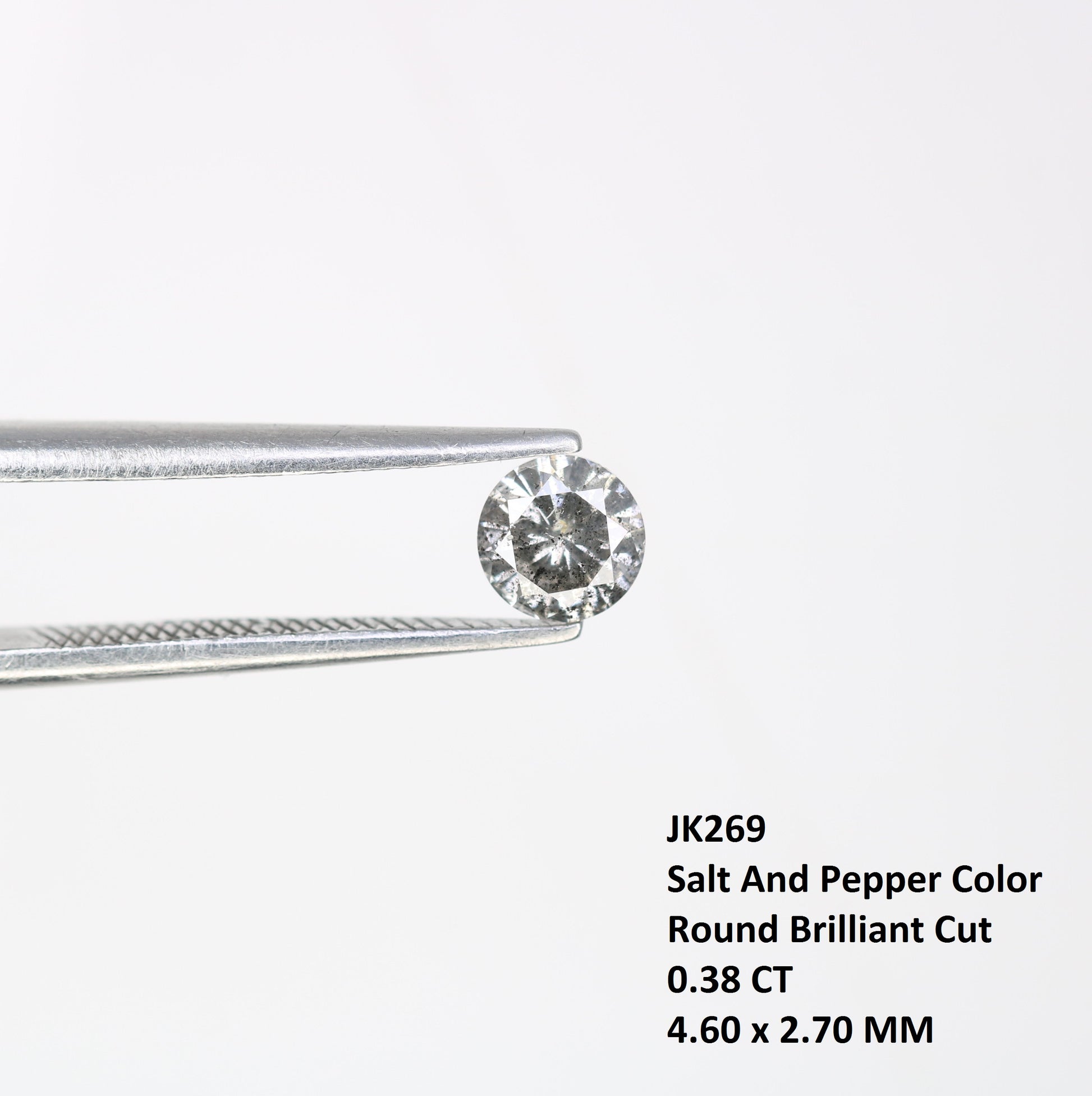 0.38 CT Salt and Pepper Round Brilliant Cut 4.60 x 2.70 MM Natural Diamond for Custom Statement Rings, Unique Engagement Jewelry & Artisan Fine Jewelry - JayKrishna Diamond