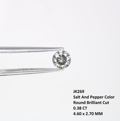 0.38 CT Salt and Pepper Round Brilliant Cut 4.60 x 2.70 MM Natural Diamond for Custom Statement Rings, Unique Engagement Jewelry & Artisan Fine Jewelry - JayKrishna Diamond