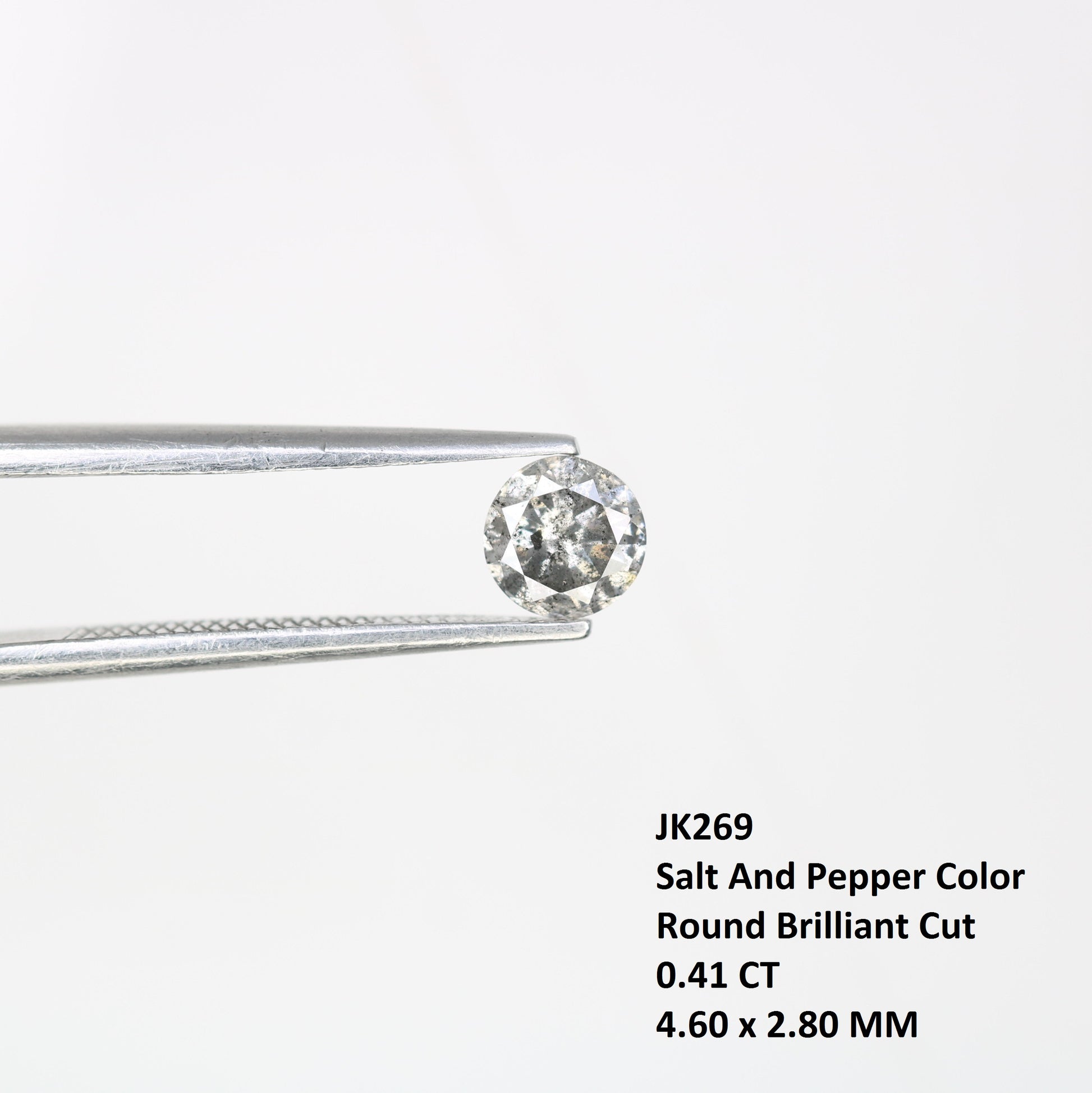 Unique 0.41 CT Salt & Pepper Round Brilliant Cut Diamond | Perfect for Promise Rings | 4.60 x 2.80 MM - JayKrishna Diamond