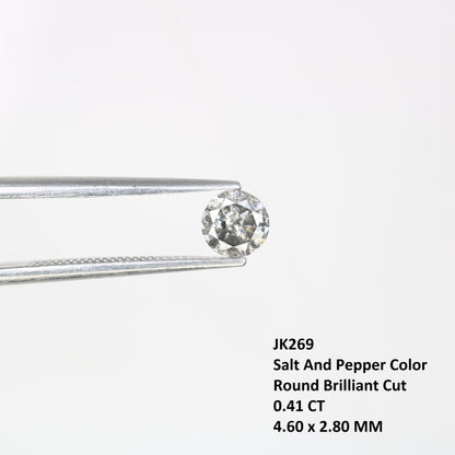 Unique 0.41 CT Salt & Pepper Round Brilliant Cut Diamond | Perfect for Promise Rings | 4.60 x 2.80 MM - JayKrishna Diamond