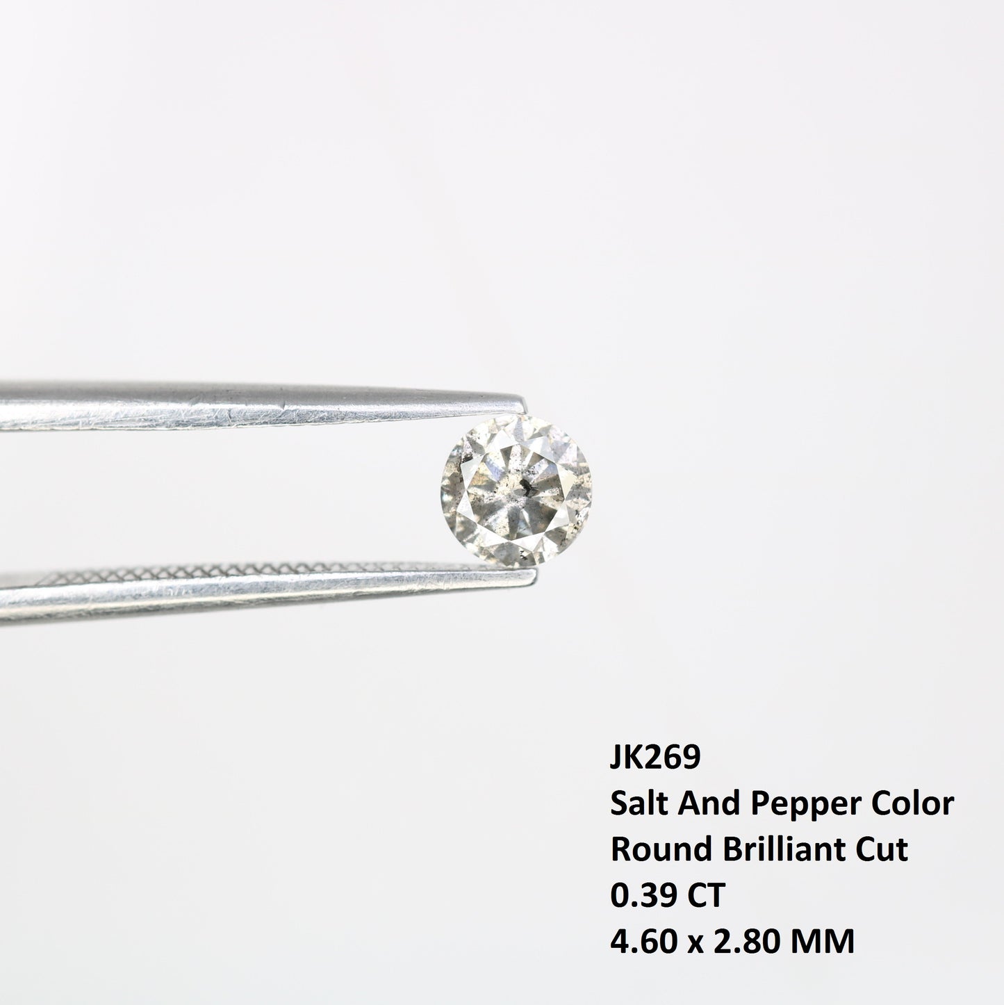 0.39 CT 4.60 x 2.80 MM Round Brilliant Cut Salt and Pepper Loose Diamond for Custom Engagement Rings, Unique Fine Jewelry & Ethical Wedding Jewelry - JayKrishna Diamond