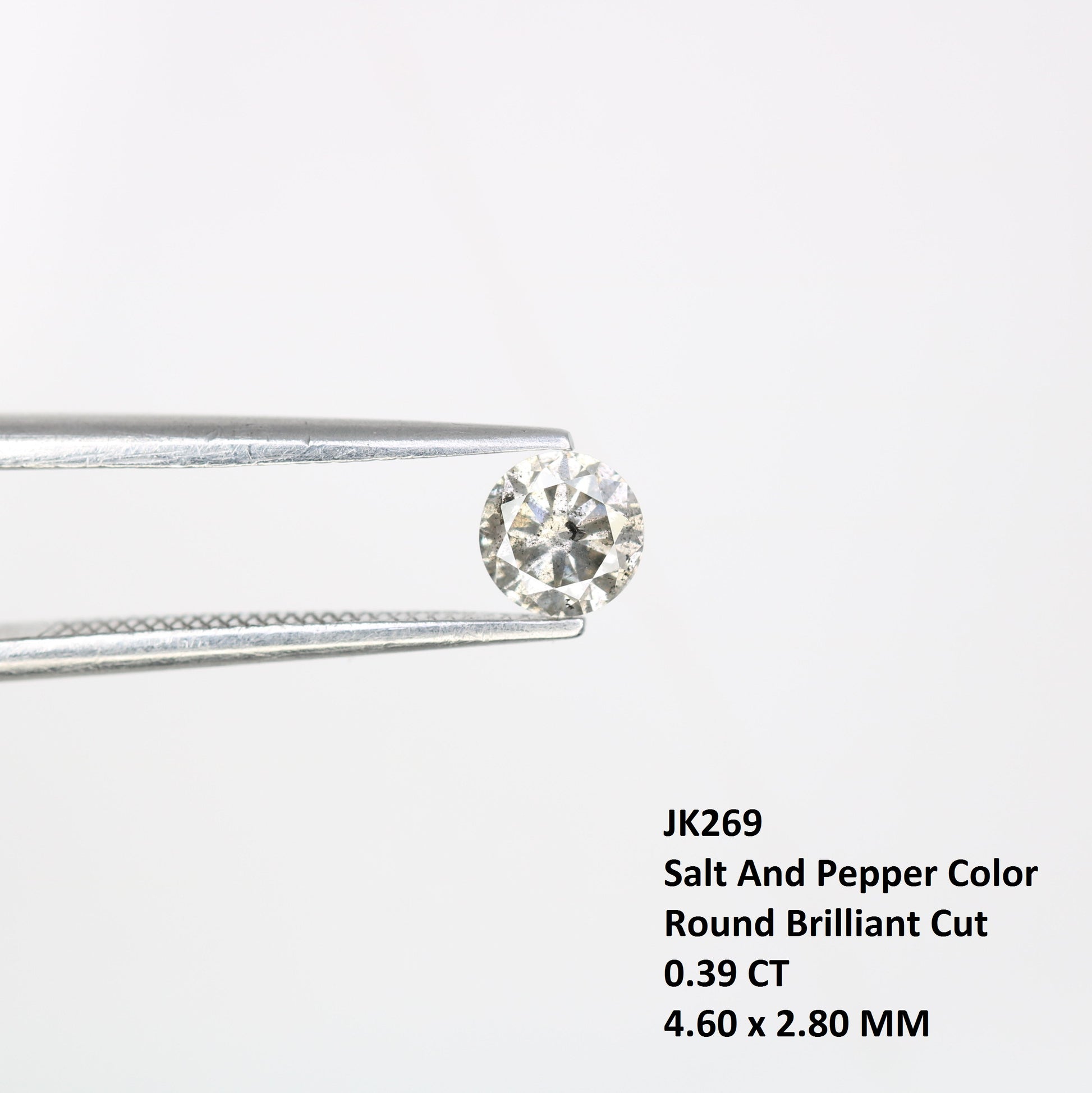 0.39 CT 4.60 x 2.80 MM Round Brilliant Cut Salt and Pepper Loose Diamond for Custom Engagement Rings, Unique Fine Jewelry & Ethical Wedding Jewelry - JayKrishna Diamond