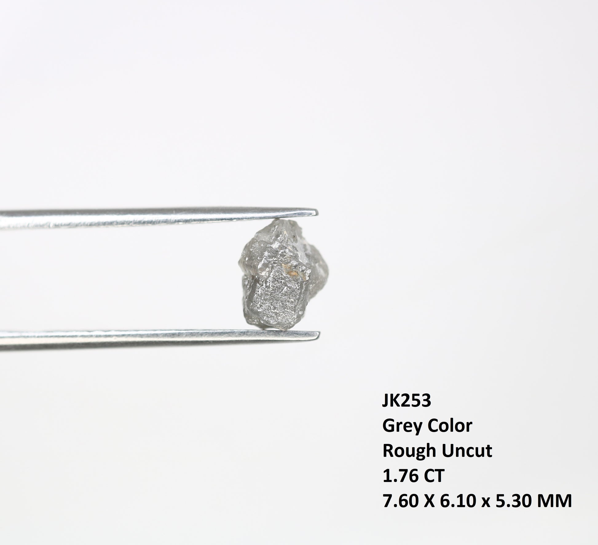 1.76 CT 7.60 MM Uncut Raw Rough Grey Natural Diamond For Engagement Ring - JayKrishna Diamond