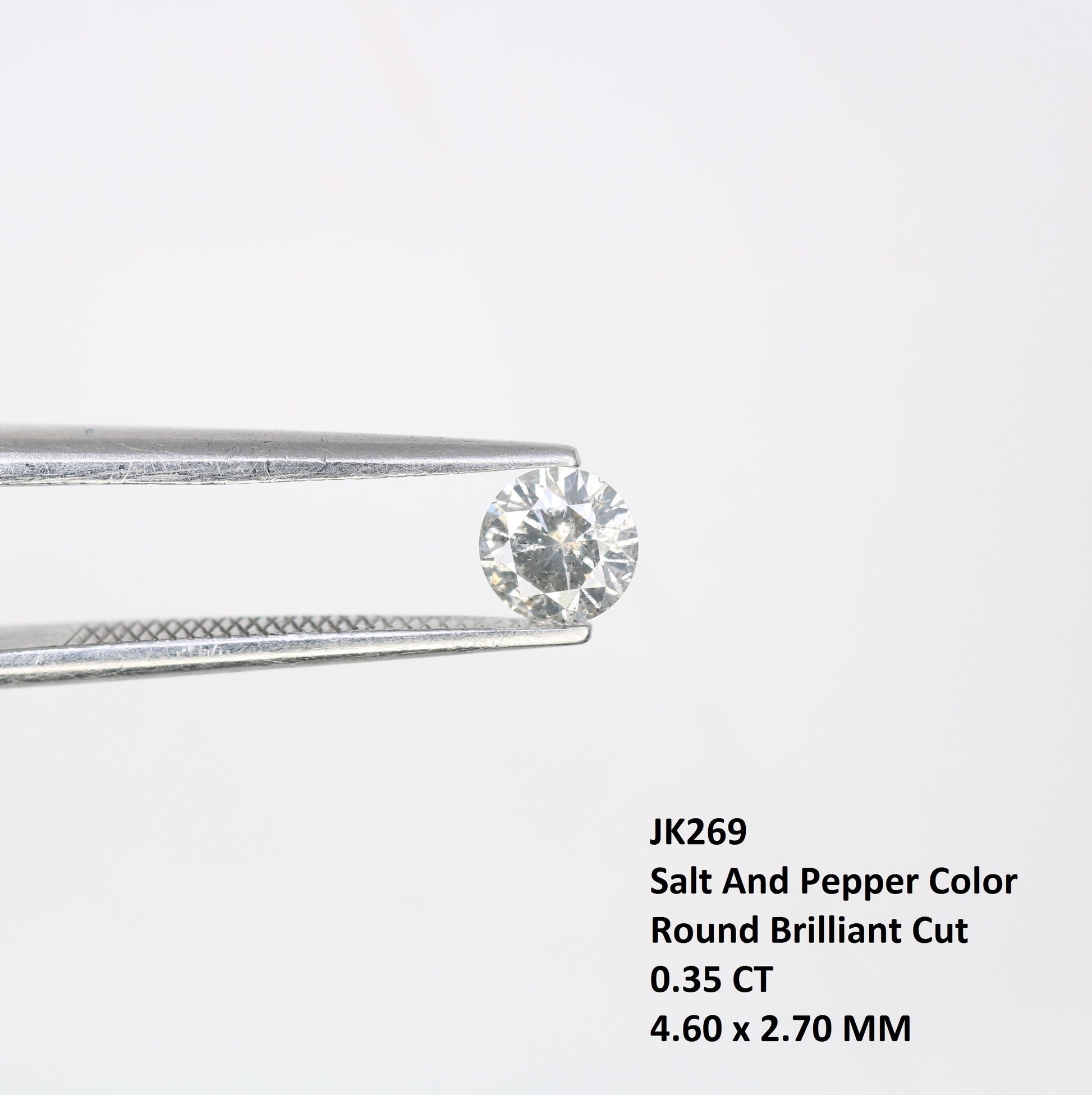 0.35 CT 4.60 x 2.70 MM Salt and Pepper Round Brilliant Cut Natural Diamond | Ideal for Designer Engagement Rings, Custom Wedding Jewelry & Unique Fine Jewelry - JayKrishna Diamond