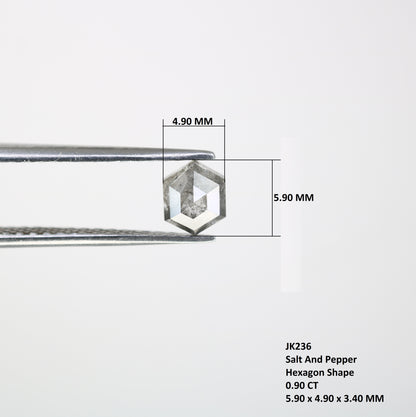 0.90 CT Hexagon Cut 5.90 MM Loose Salt And Pepper Diamond For Engagement Ring - JayKrishna Diamond