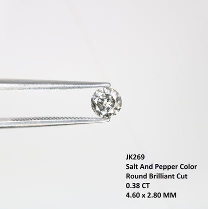 0.38 CT Round Brilliant Cut Salt and Pepper Diamond 4.60 x 2.80 MM | Loose Natural Gemstone for Custom Wedding Rings, Unique & Ethical Fine Jewelry - JayKrishna Diamond