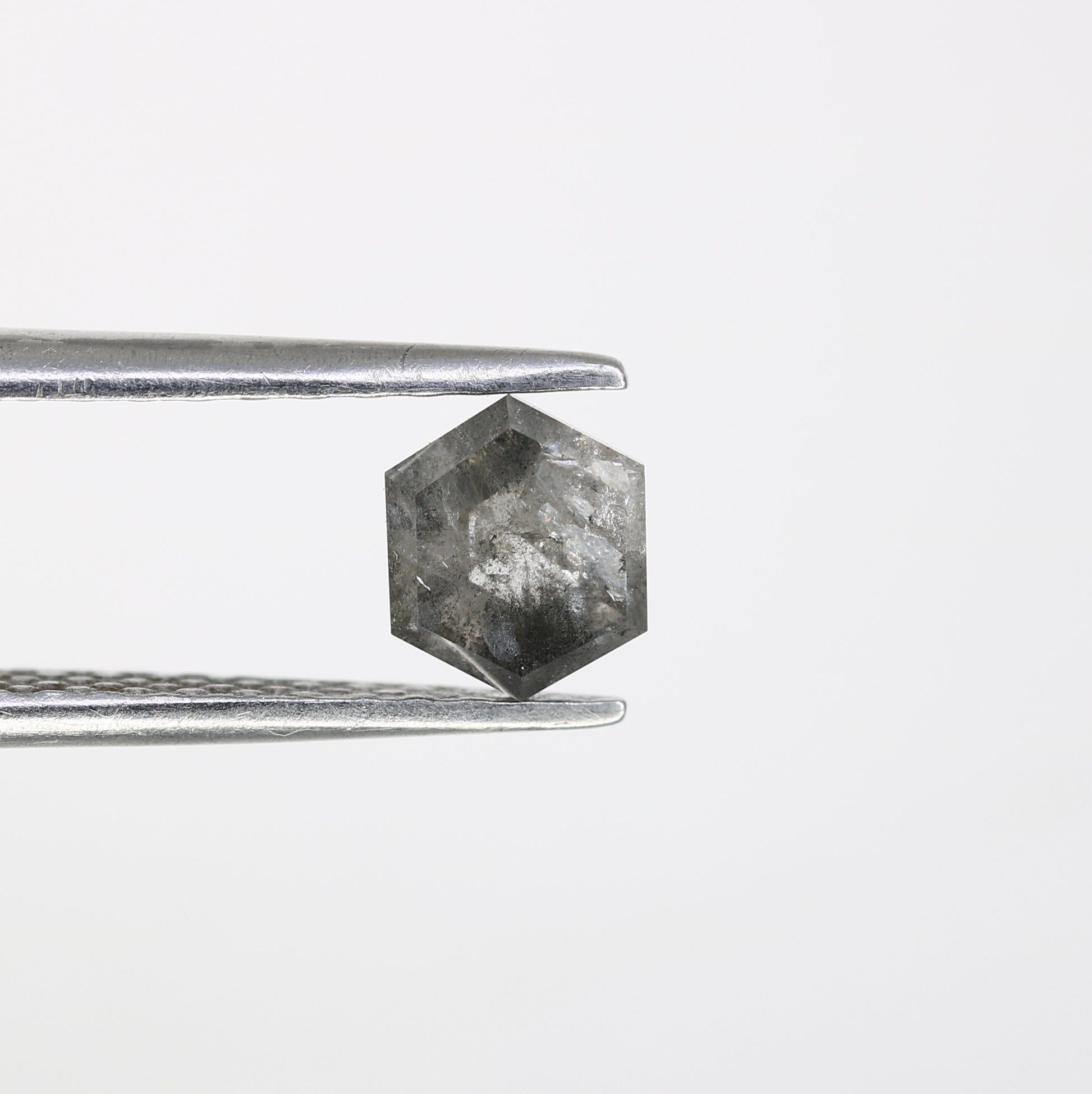 0.90 CT Hexagon Cut 5.90 MM Loose Salt And Pepper Diamond For Engagement Ring - JayKrishna Diamond