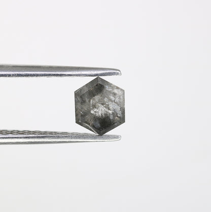 0.90 CT Hexagon Cut 5.90 MM Loose Salt And Pepper Diamond For Engagement Ring - JayKrishna Diamond