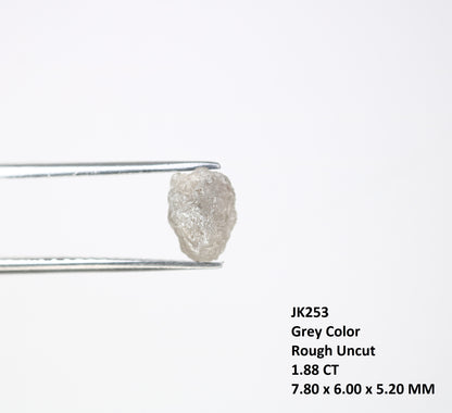 1.88 CT 7.80 MM Uncut Raw Rough Grey Natural Diamond For Engagement Ring - JayKrishna Diamond
