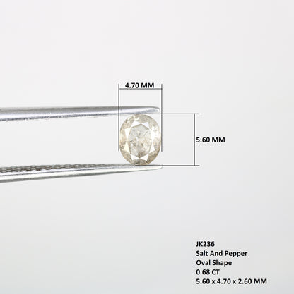 0.68 CT Oval Shaped 5.60 MM Natural Loose Salt And Pepper Diamond For Engagement Ring - JayKrishna Diamond
