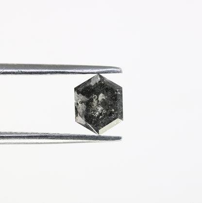 0.86 CT 6.30 MM Loose Hexagon Shaped Salt And Pepper  Diamond For Wedding Ring - JayKrishna Diamond