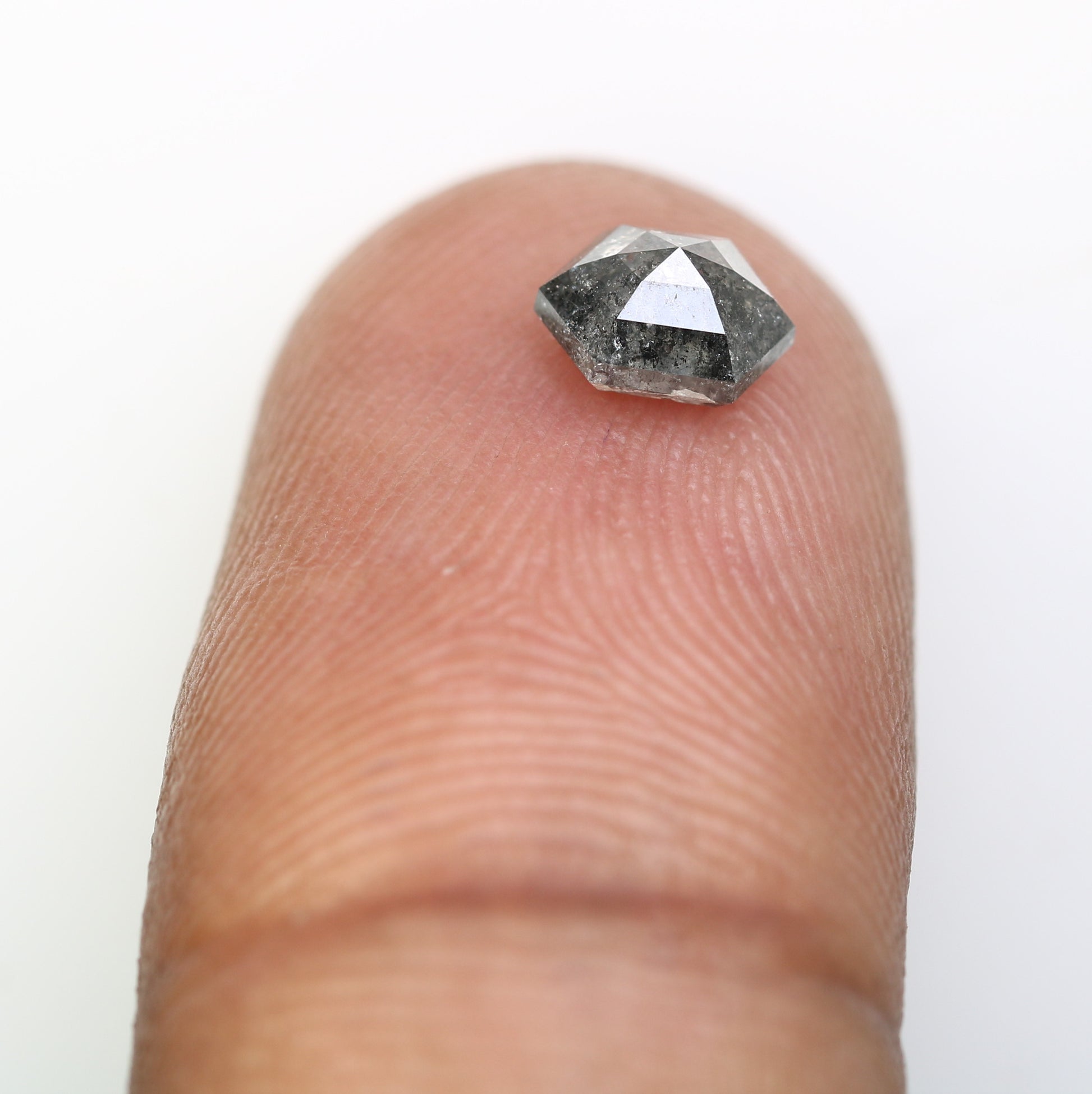 0.86 CT 6.30 MM Loose Hexagon Shaped Salt And Pepper  Diamond For Wedding Ring - JayKrishna Diamond