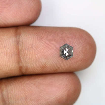 0.86 CT 6.30 MM Loose Hexagon Shaped Salt And Pepper  Diamond For Wedding Ring - JayKrishna Diamond