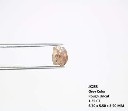 1.35 CT 6.70 MM Raw Rough Natural Uncut Grey Diamond For Engagement Ring - JayKrishna Diamond