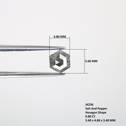 0.80 Carat Hexagon Cut 5.60 MM Salt And Pepper Diamond For Wedding Ring - JayKrishna Diamond