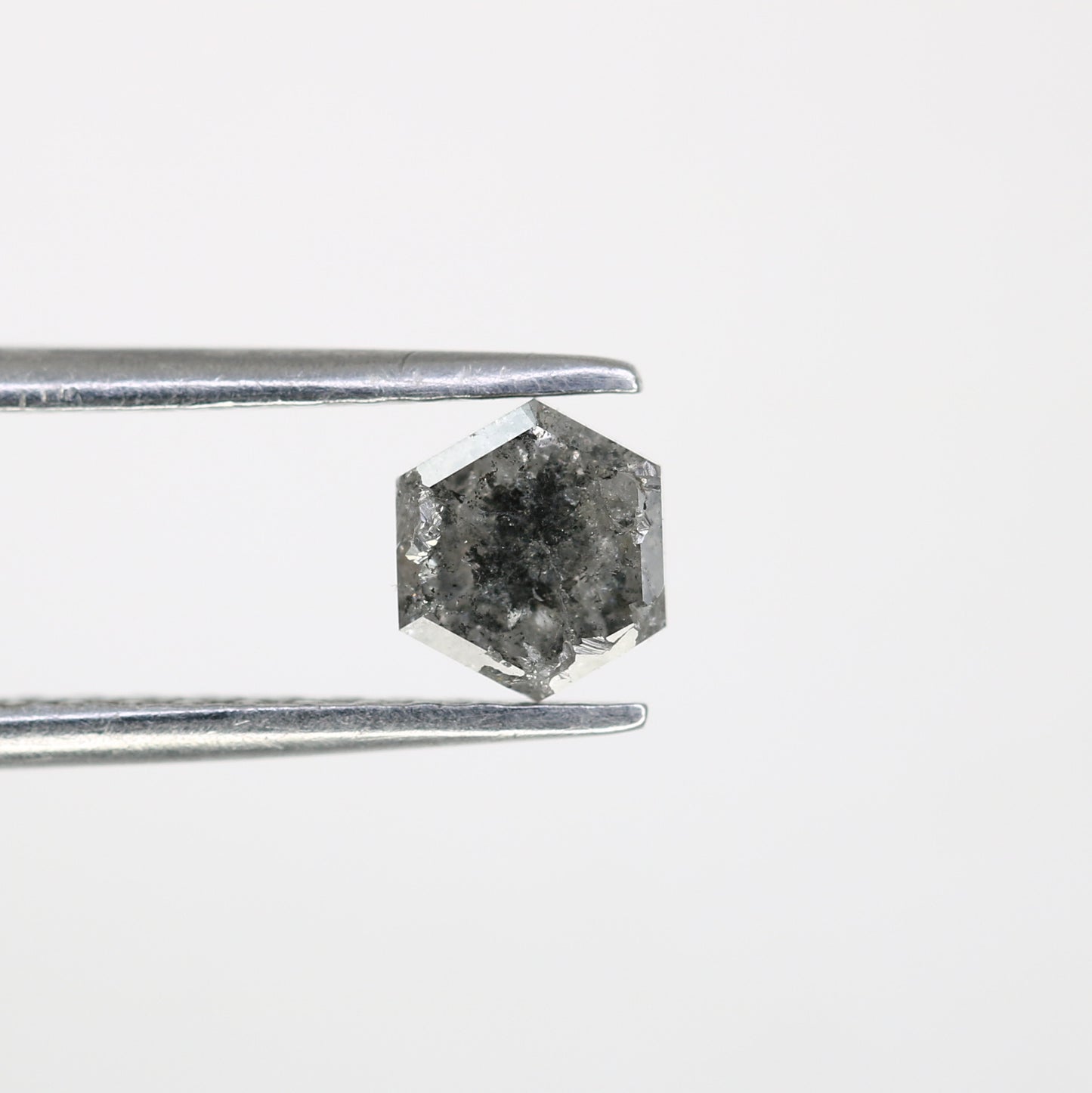 0.80 Carat Hexagon Cut 5.60 MM Salt And Pepper Diamond For Wedding Ring - JayKrishna Diamond
