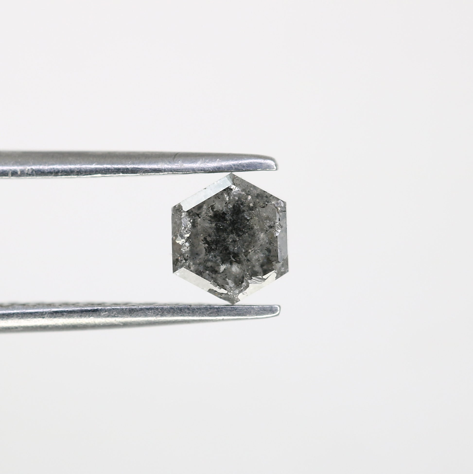 0.80 Carat Hexagon Cut 5.60 MM Salt And Pepper Diamond For Wedding Ring - JayKrishna Diamond