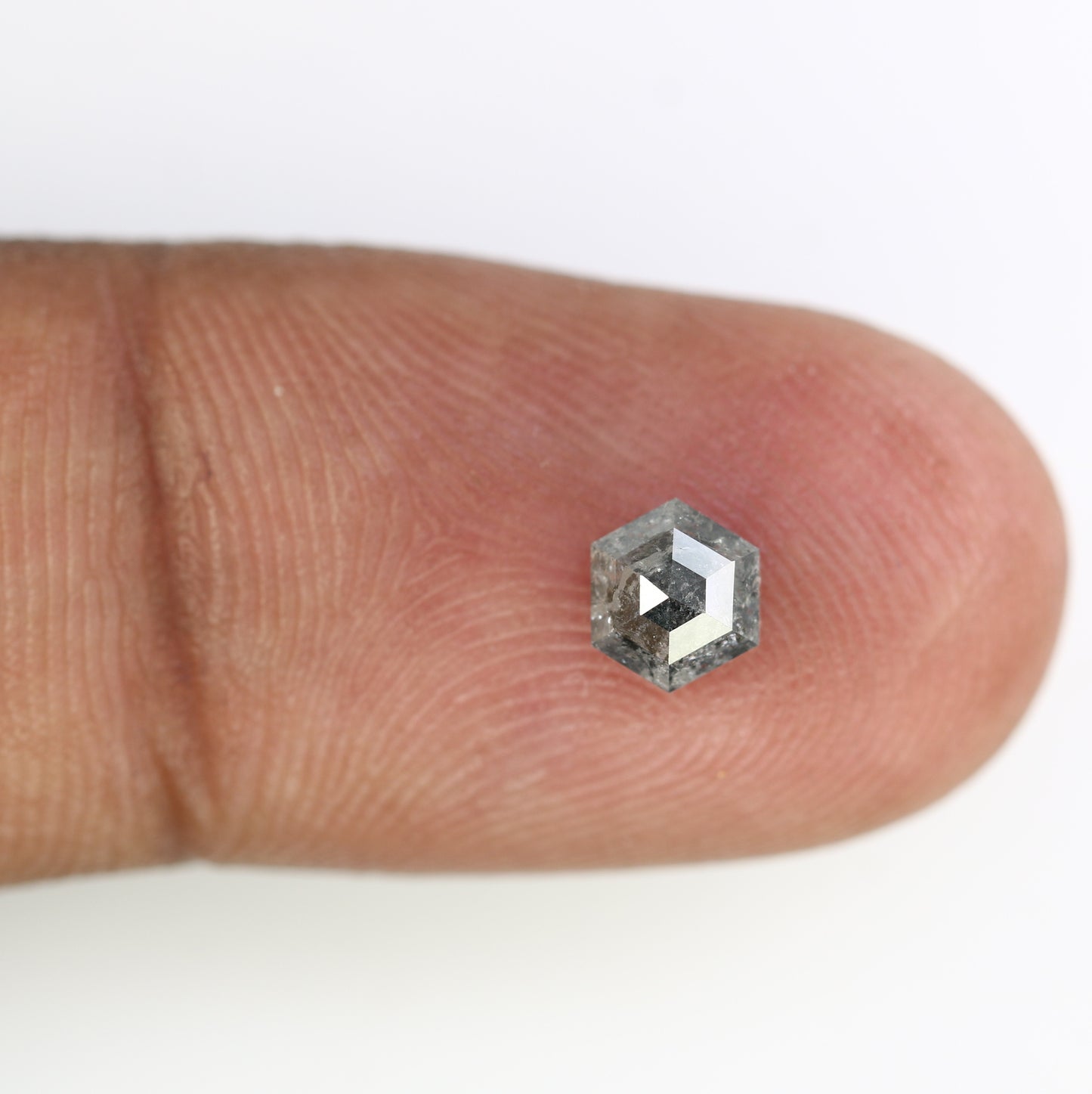 0.80 Carat Hexagon Cut 5.60 MM Salt And Pepper Diamond For Wedding Ring - JayKrishna Diamond