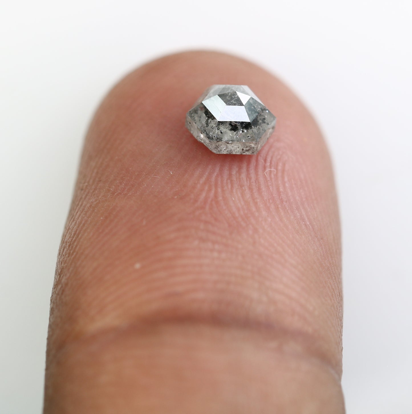 0.80 Carat Hexagon Cut 5.60 MM Salt And Pepper Diamond For Wedding Ring - JayKrishna Diamond