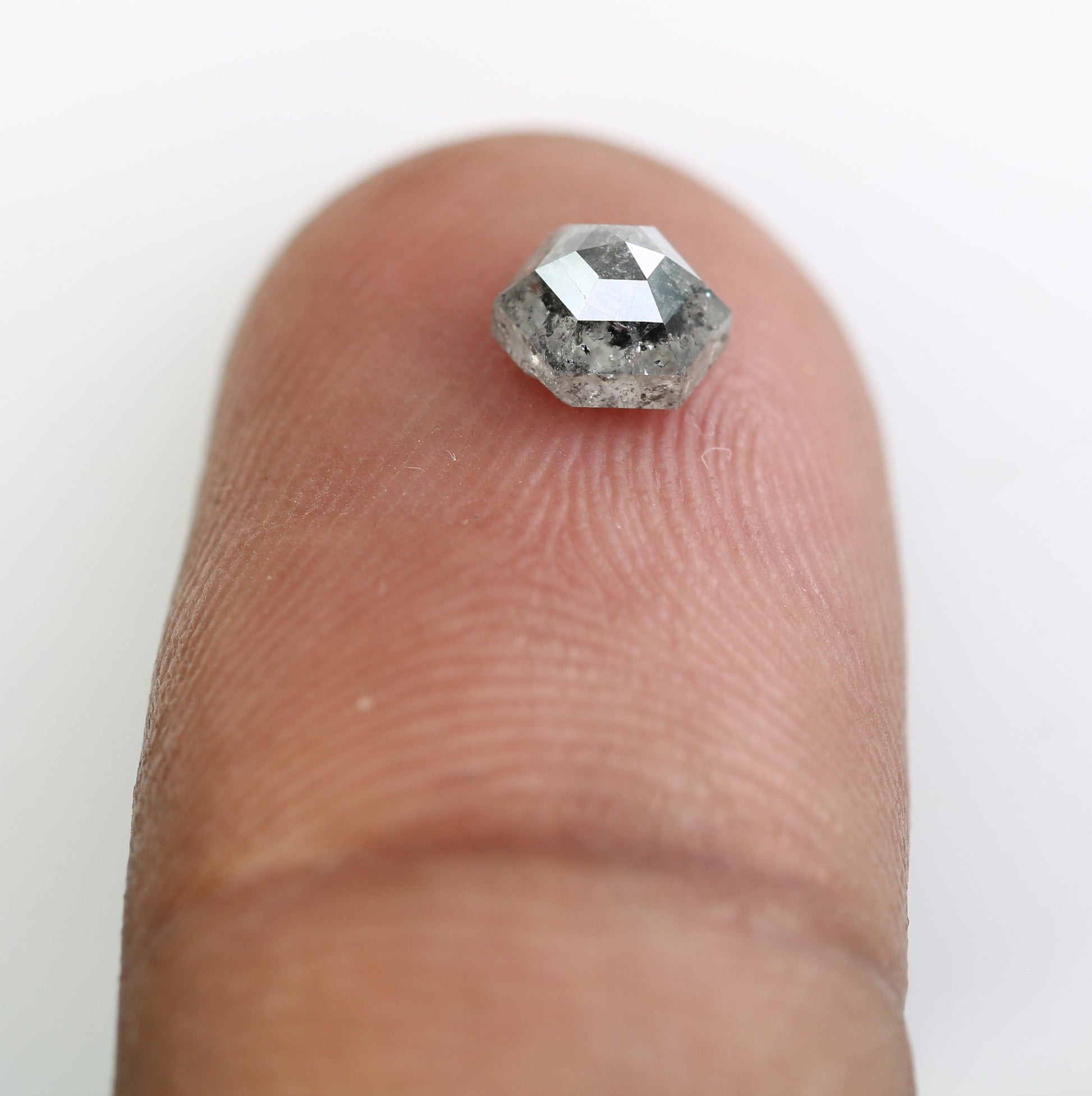 0.80 Carat Hexagon Cut 5.60 MM Salt And Pepper Diamond For Wedding Ring - JayKrishna Diamond