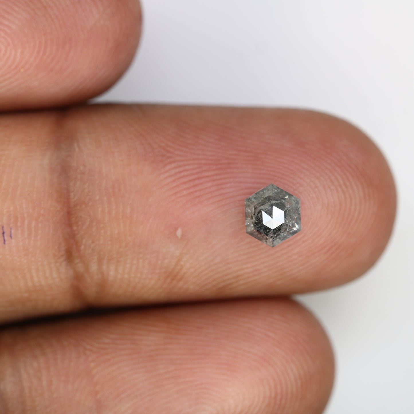 0.80 Carat Hexagon Cut 5.60 MM Salt And Pepper Diamond For Wedding Ring - JayKrishna Diamond