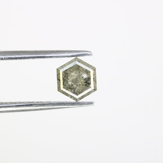 0.73 CT Loose Hexagon Shape Diamond Salt And Pepper Diamond Engagement Ring - JayKrishna Diamond