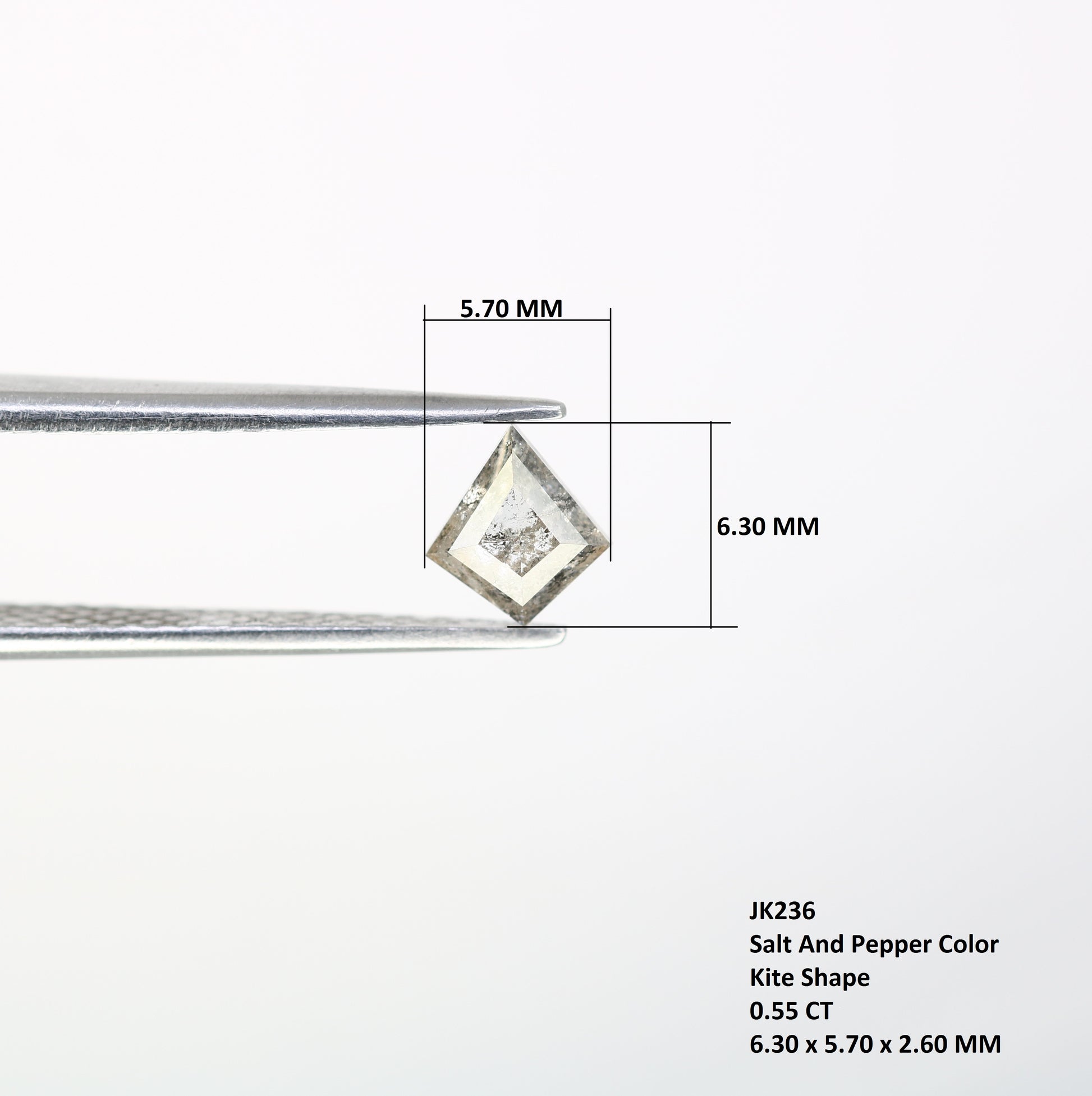 0.55 CT Kite Shape Salt And Pepper 6.30 MM Loose Diamond For Wedding Ring - JayKrishna Diamond