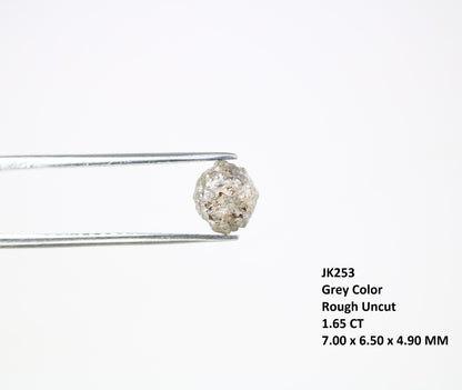 1.65 CT 7.00 x 6.50 MM Raw Rough Grey Natural Uncut Diamond For Engagement Ring - JayKrishna Diamond