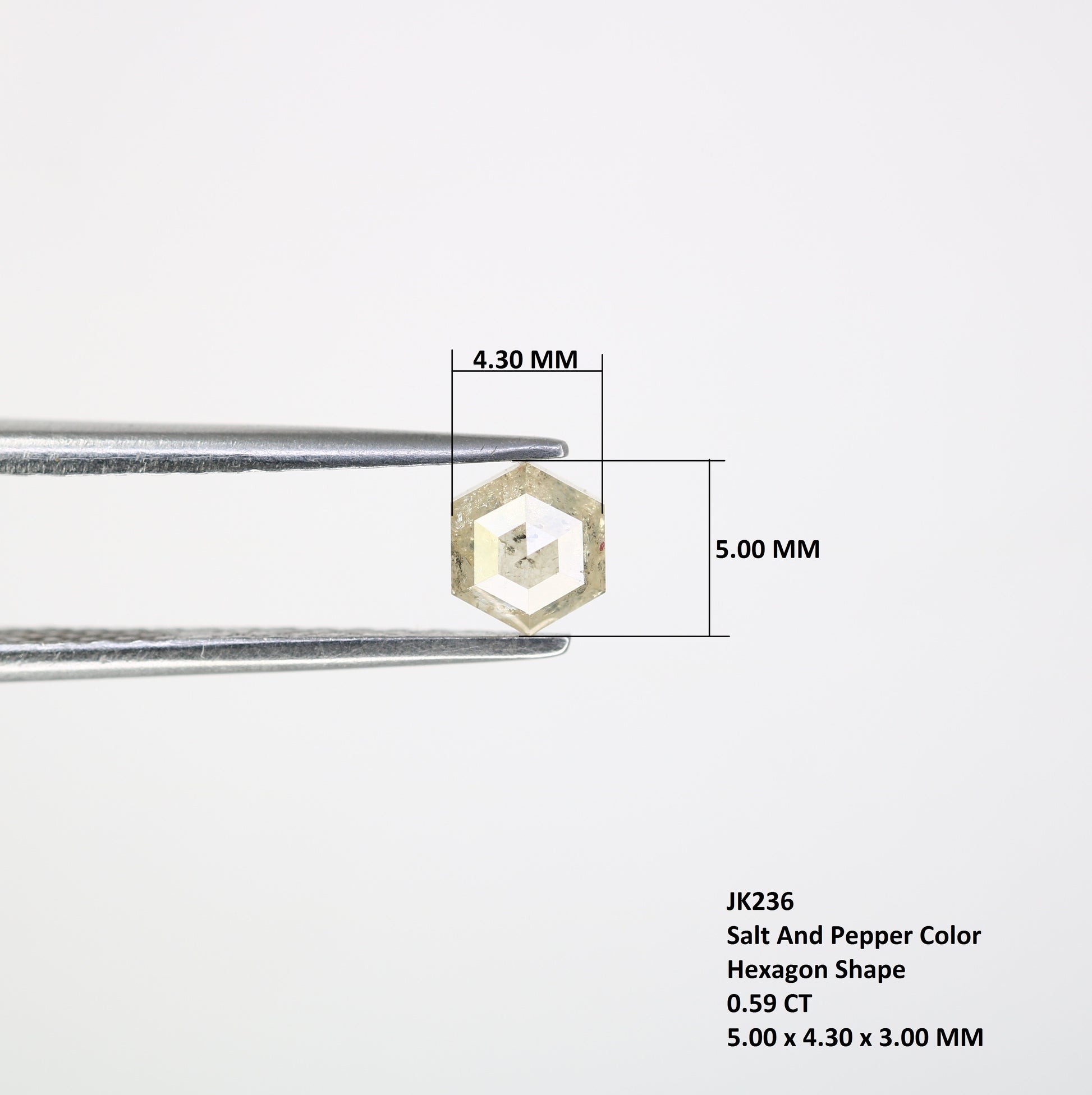 0.59 CT Natural Loose Salt and Pepper Hexagon Diamond – Unique Gem for Celestial Galaxy Rings - JayKrishna Diamond